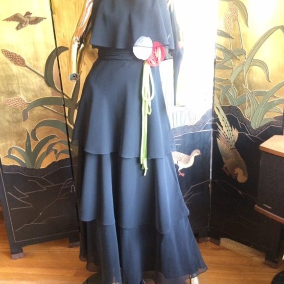 Long Maxi Dress Ruffles Tiered Chiffon - Picture 5 of 9